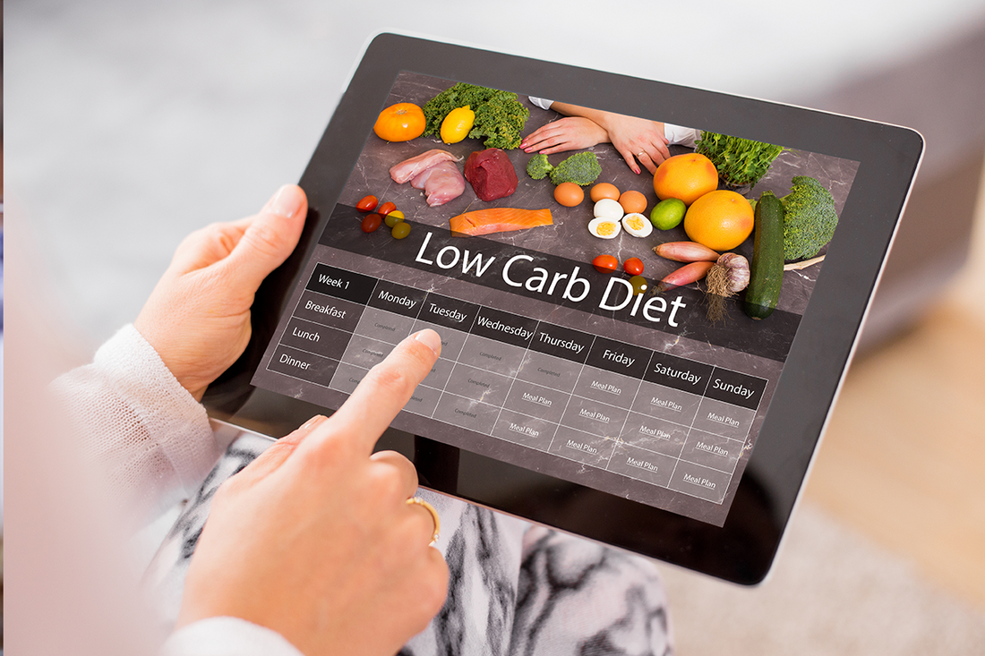 Calendar on a digital device showing a low carb diet calendar